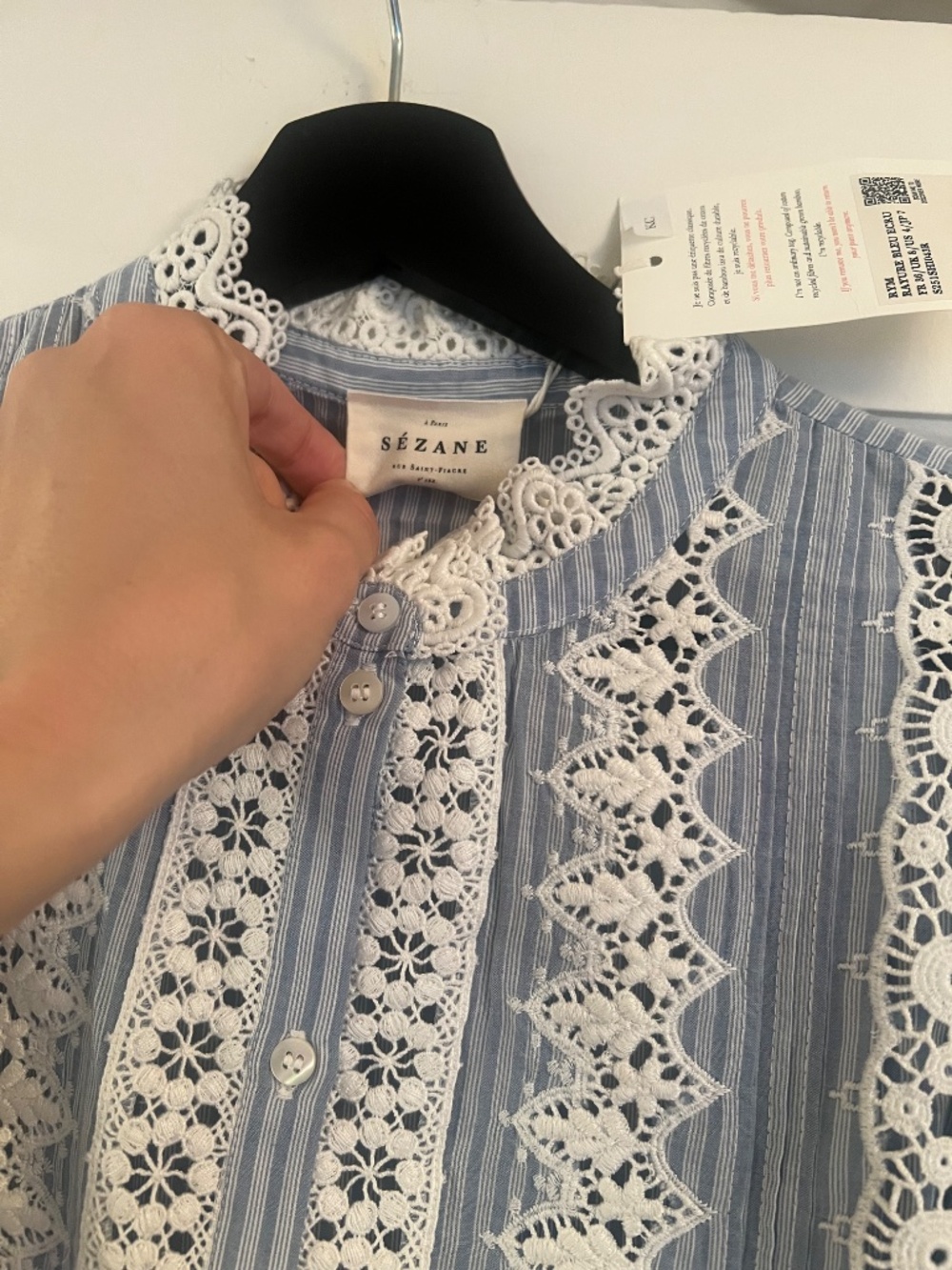 Sezane - Rym Shirt - Blue and Ecru Stripes - 36 - NWT - Picture 7 of 10